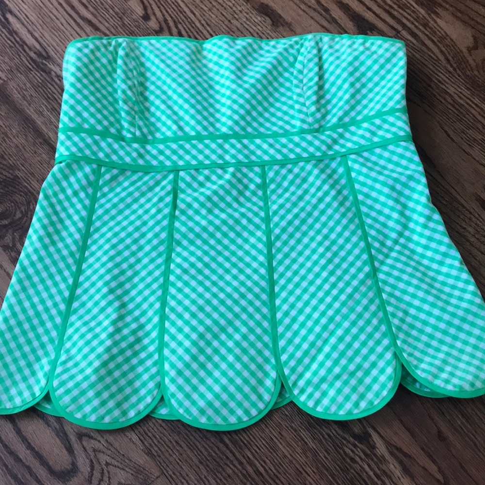 Green and white Lily Pulitzer strapless top